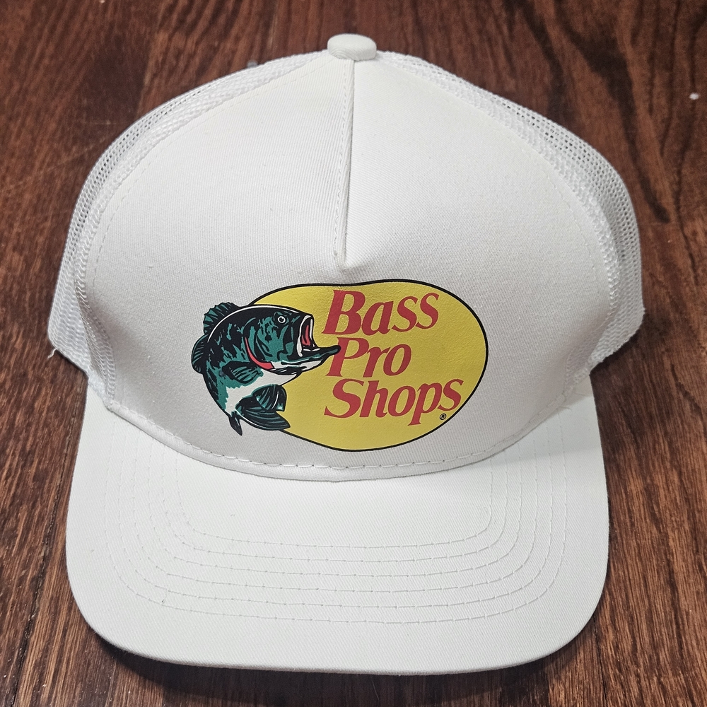Bass Pro Shops White OFFICIAL Mesh Adjustable Trucker Cap